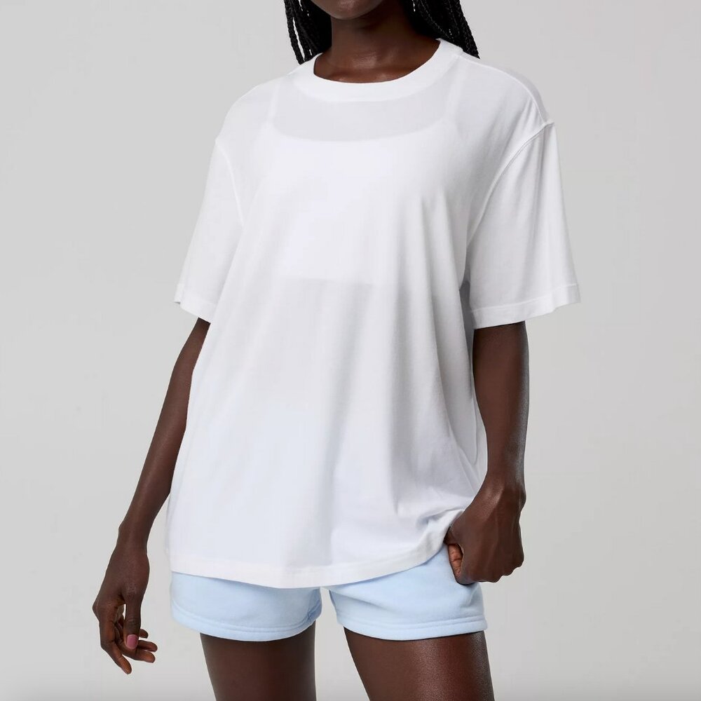 Aerie Vintage Style Oversize White Cotton Relaxed T-Shirt - Picture 2 of 9